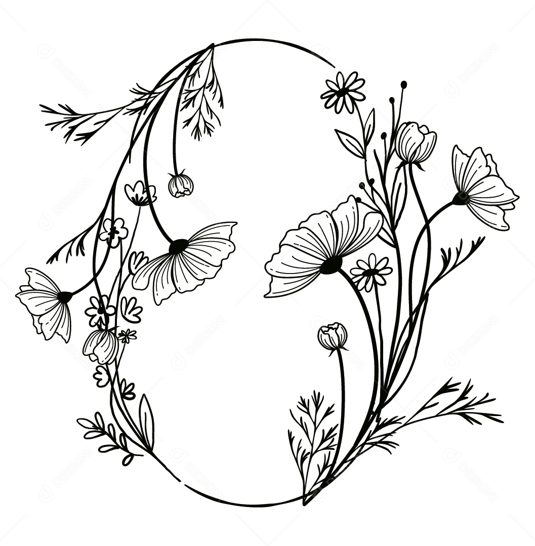 Coroa de Flores Ilustração Vetor EPS