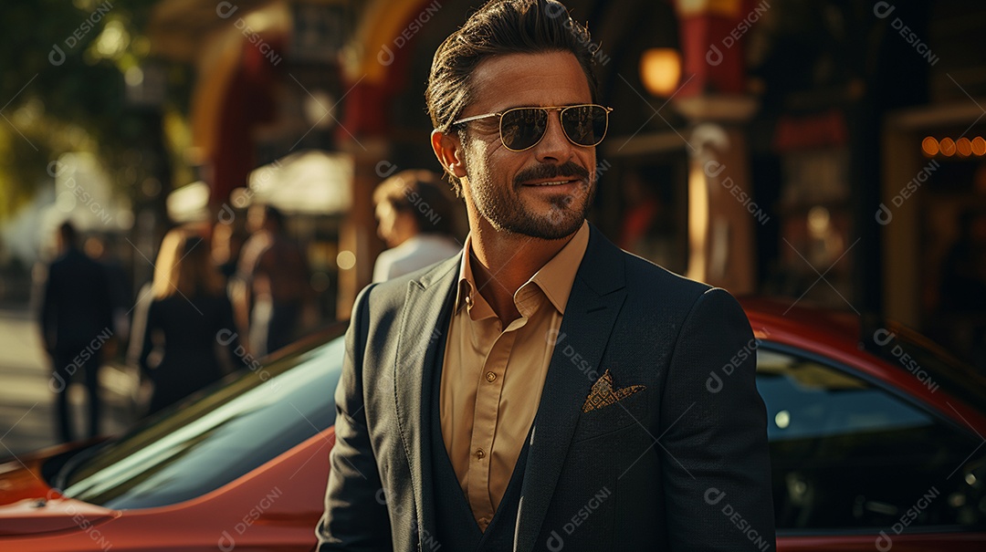 Homem motorista de óculos escuro