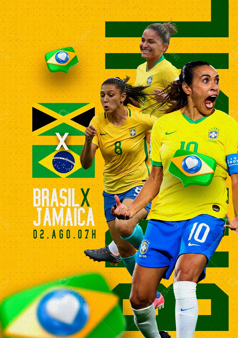 Copa Feminina Brasil x Jamaica Social Media PSD Editável