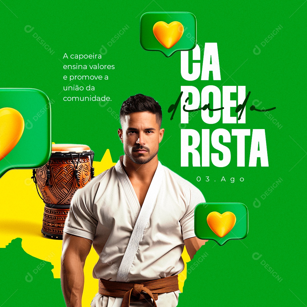 Dia do Capoeirista A Capoeira Ensina Valores e Promove a União Social Media PSD Editável