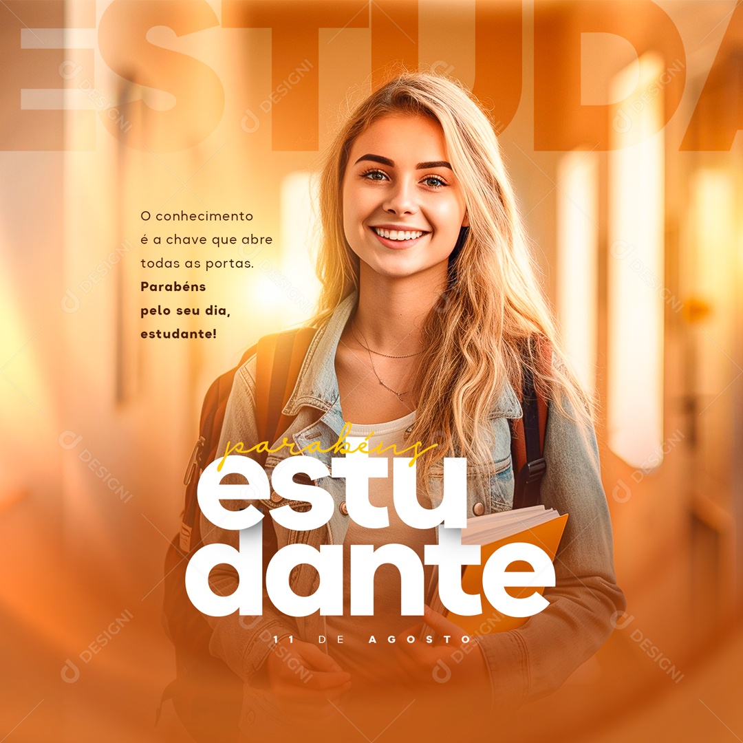 Social Media Parabéns Estudante 11 de Agosto PSD Editável