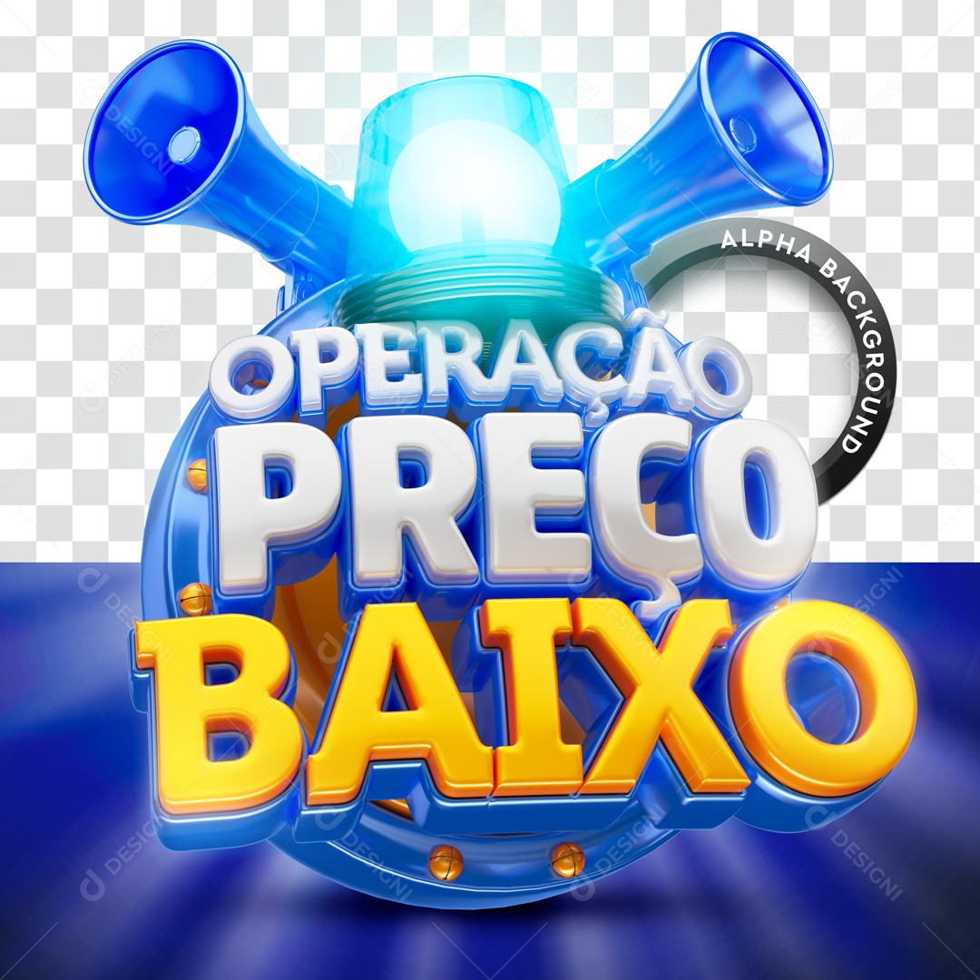 Selo 3D Azul Operação Preço Baixo Para Composição Para Composição PSD