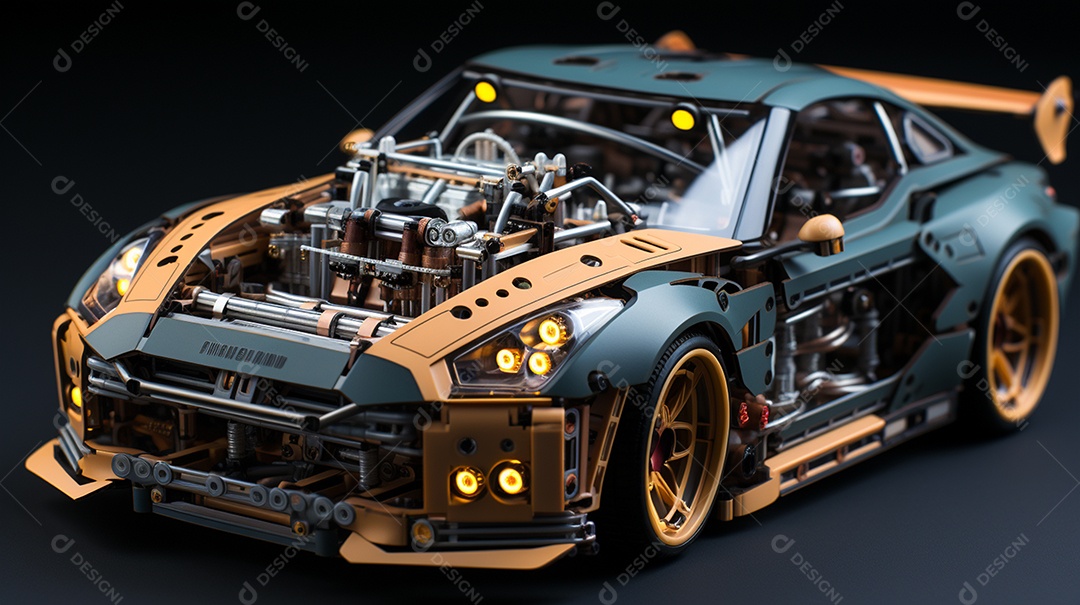 Diagrama de visão explodida de um carro GTR Skyline ultra HD