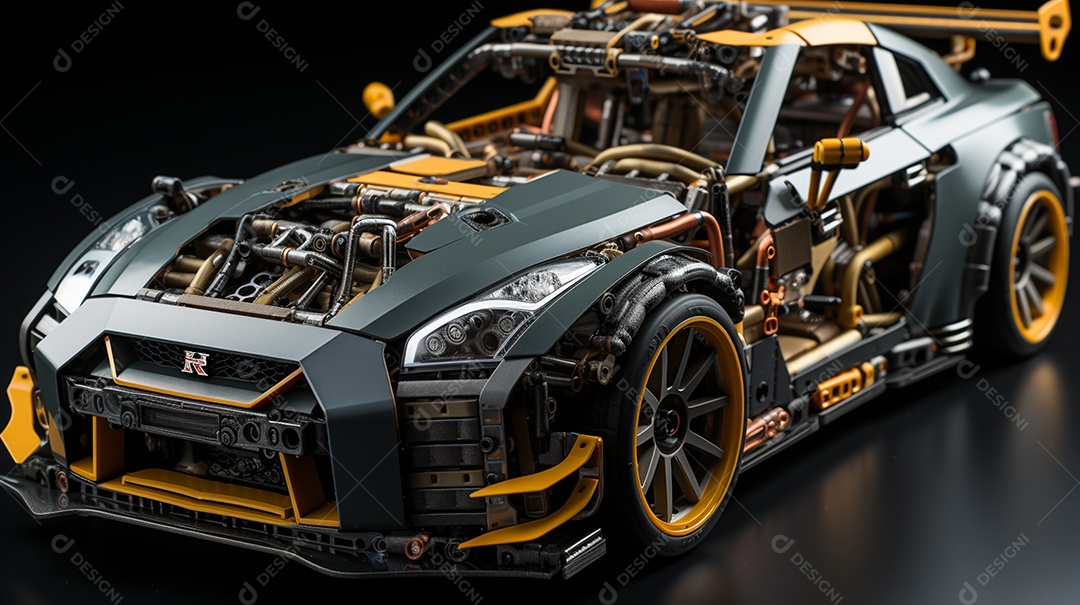 Diagrama de visão explodida de um carro GTR Skyline ultra HD