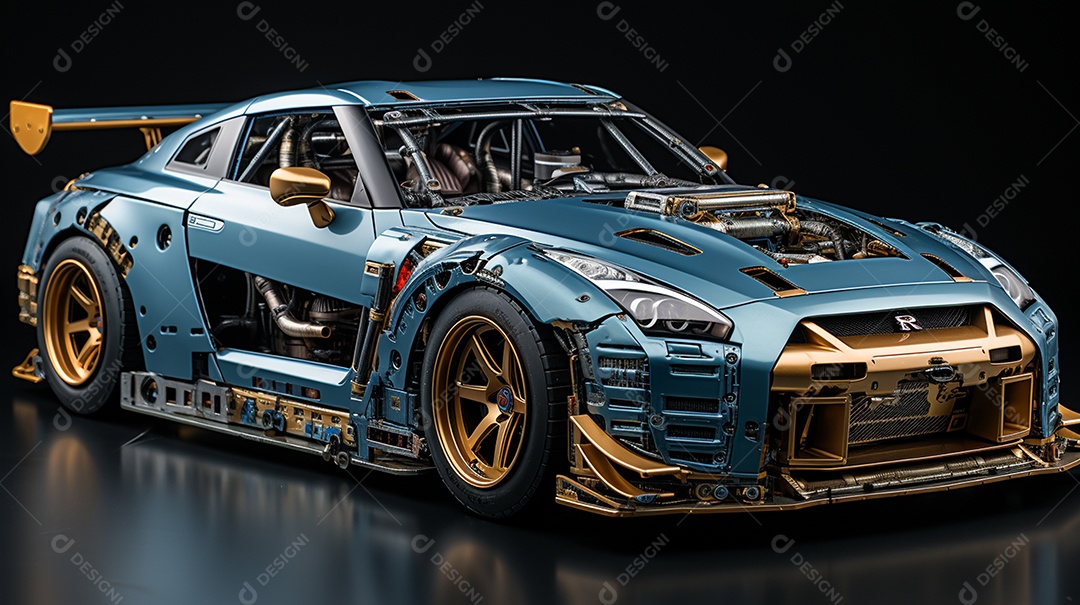 Diagrama de visão explodida de um carro ultra HD