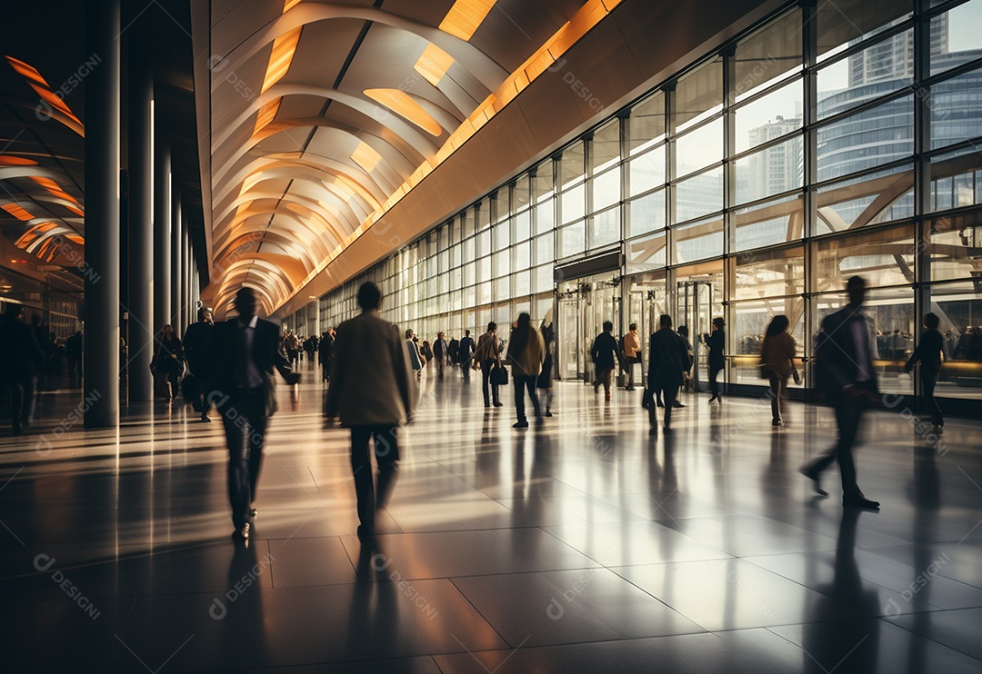 Imagem realista de pessoas turvas andando sobre ruas