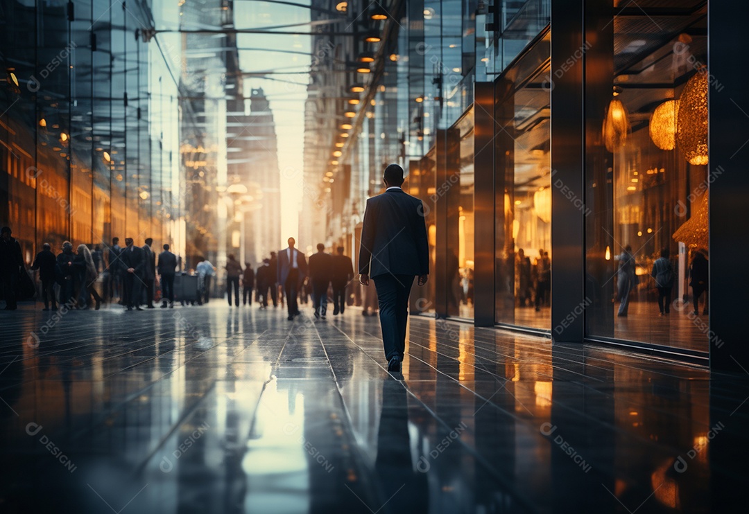 Imagem realista de pessoas turvas andando sobre ruas