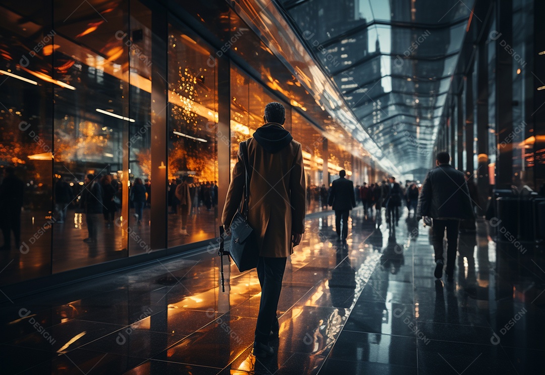 Imagem realista de pessoas turvas andando sobre ruas