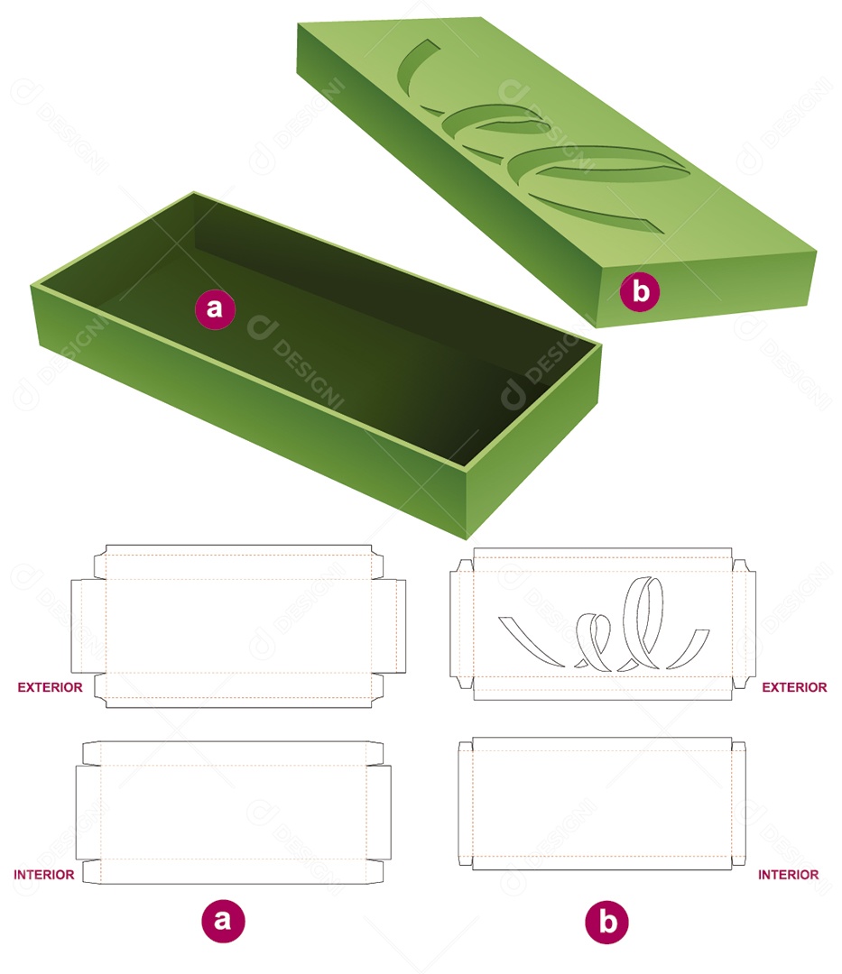 Caixa para Presentes de Natal e Maquete 3D Verde Vetor EPS