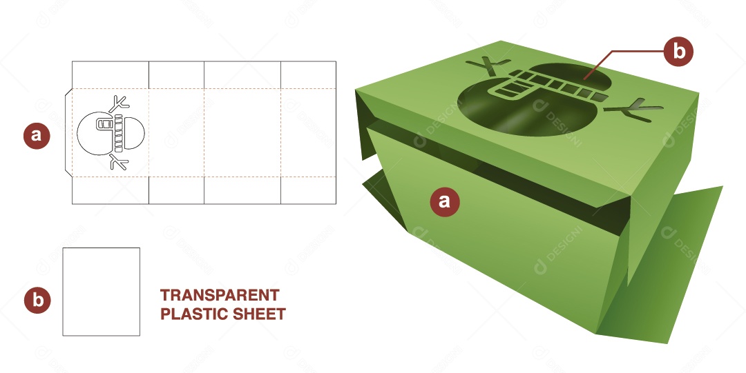 Caixa de Natal Verde para Presentes e Maquete 3D Vetor EPS