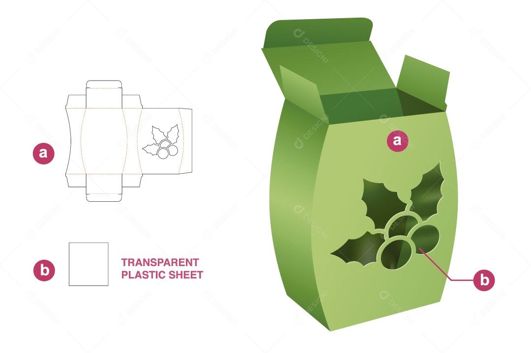 Caixa de Natal Verde para Presentes e Maquete 3D Vetor EPS