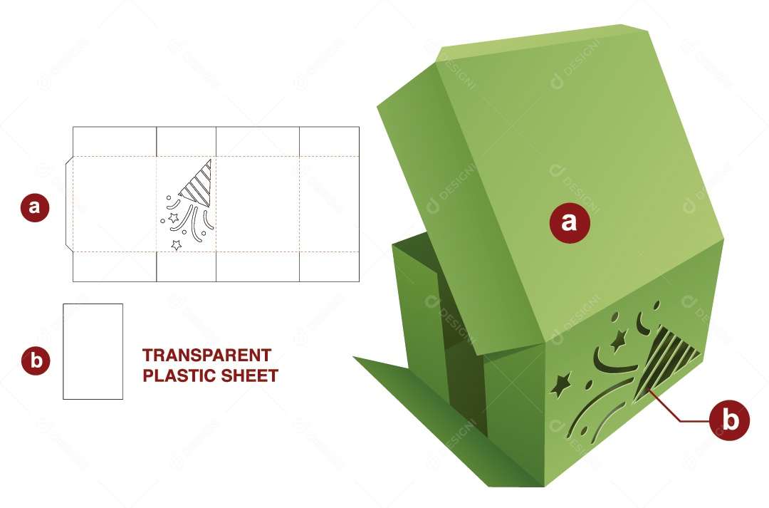 Caixa de Natal Verde para Presentes e Maquete 3D Vetor EPS