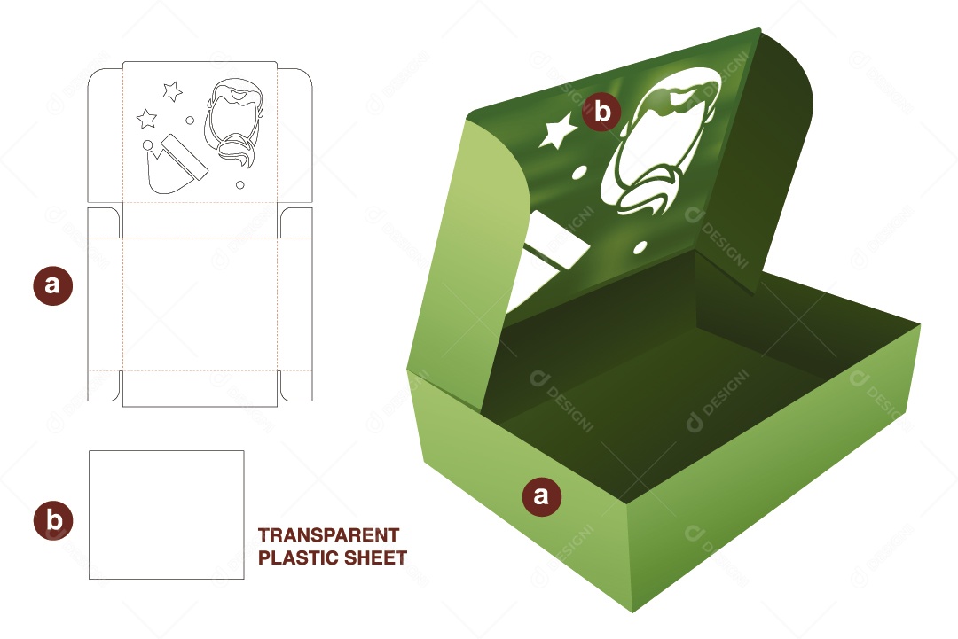 Caixa de Natal Verde para Presentes e Maquete 3D Vetor EPS