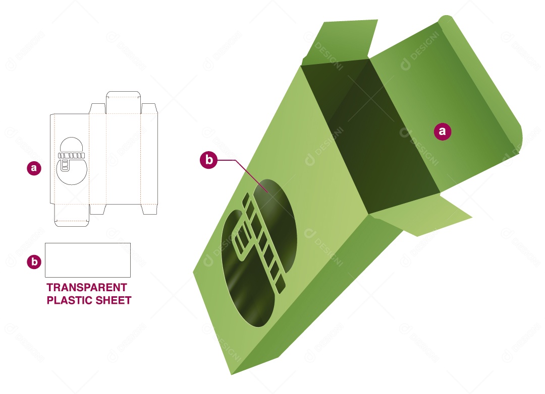 Caixa de Natal Aberta e Maquete 3D Verde Vetor EPS