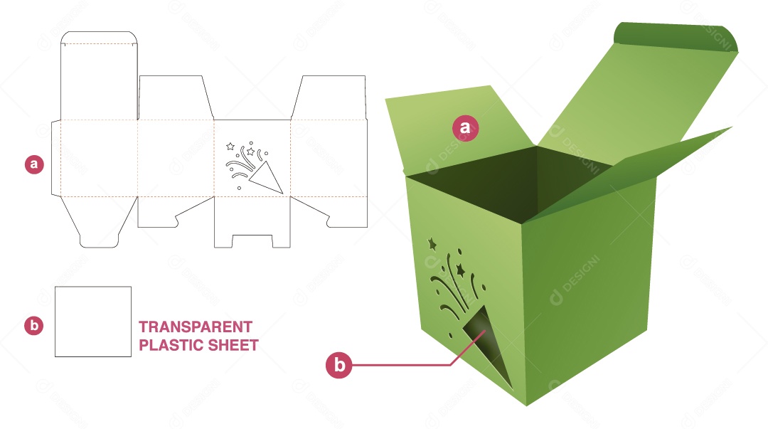 Caixa de Natal Aberta e Maquete 3D Verde Vetor EPS