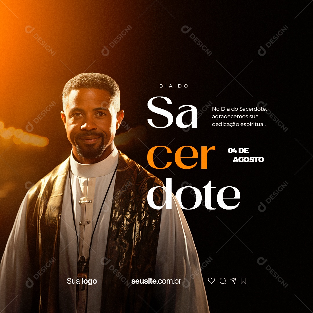 Dia do Sacerdote Agradecemos sua Dedicação Espiritual Social Media PSD Editável