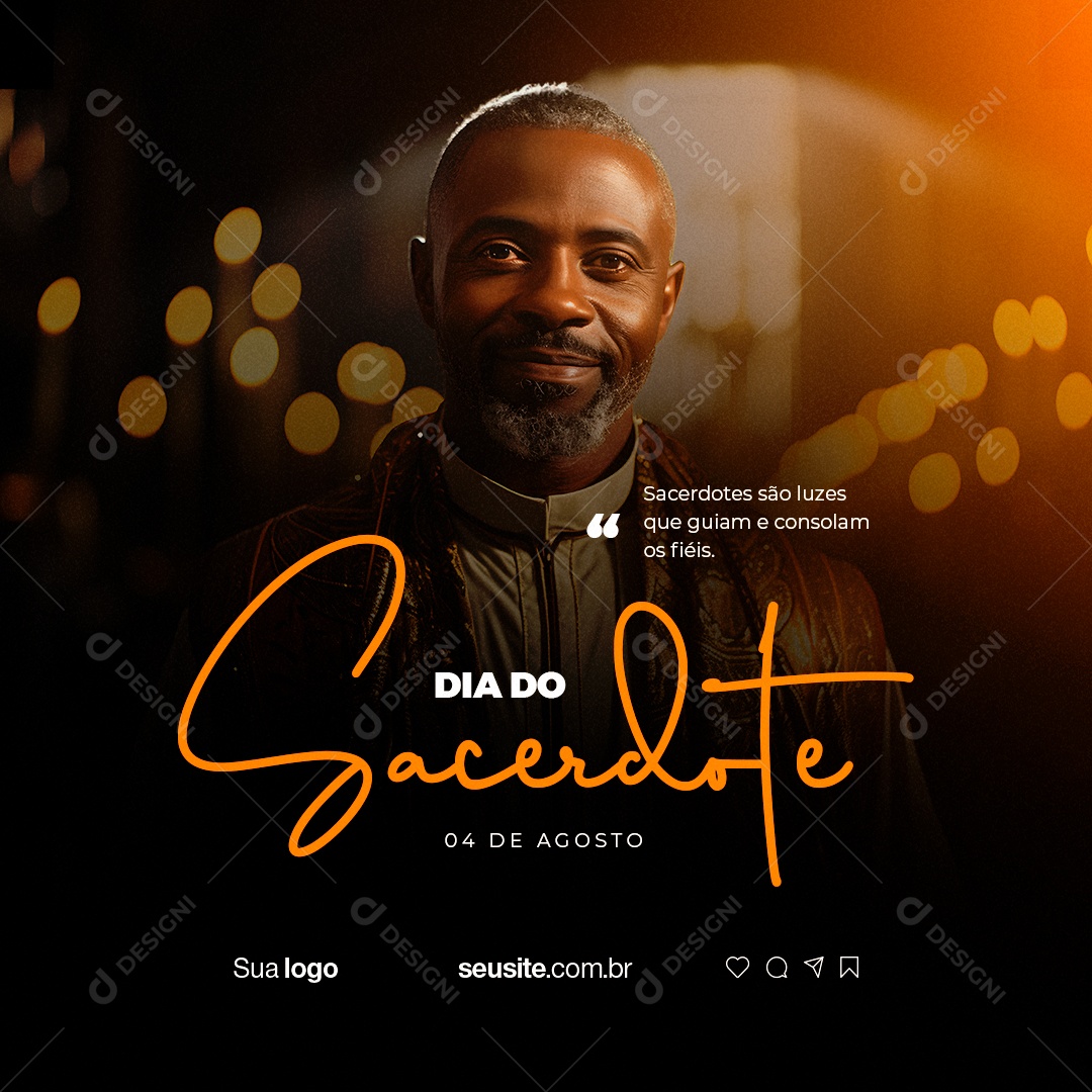 Dia do Sacerdote São Luzes que Guiam e Consolam os Fiéis Social Media PSD Editável