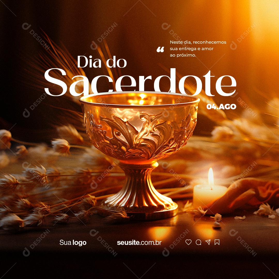 Dia do Sacerdote Reconhecemos sua Entrega e Amor ao Próximo Social Media PSD Editável