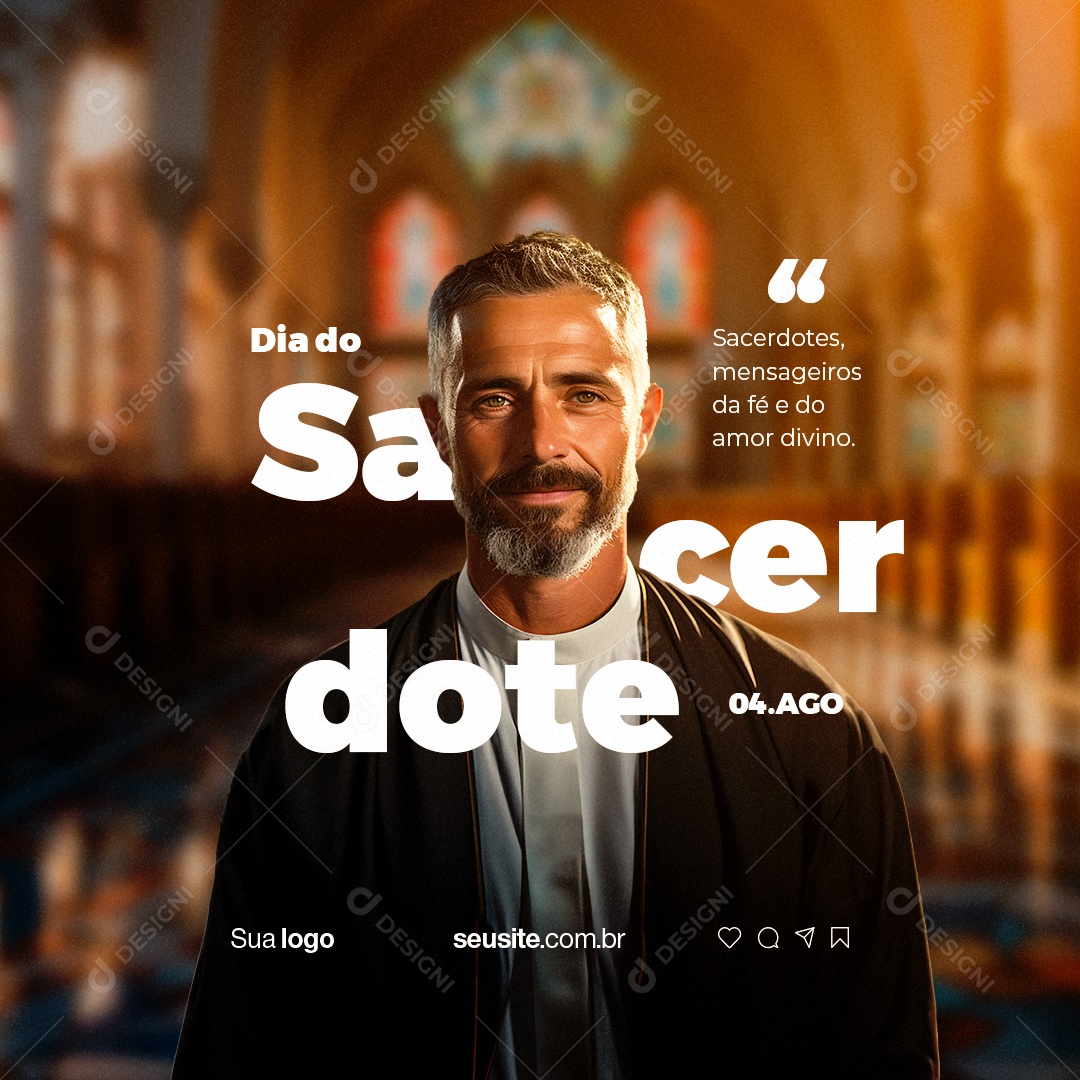 Dia do Sacerdote Mensageiros da fé e do Amor Divino Social Media PSD Editável