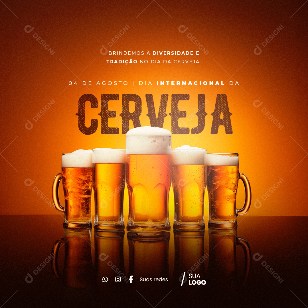 Dia Internacional da Cerveja Brindemos à Diversidade e Tradição no Dia da Cerveja Social Media PSD Editável