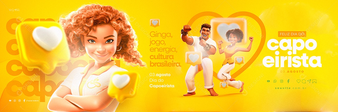 Carrossel Dia do Capoeirista Ginga Jogo Energia Cultura Brasileira Social Media PSD Editável