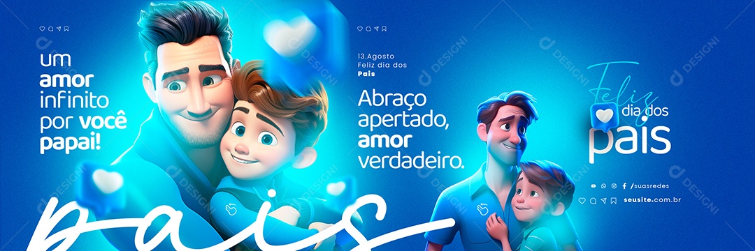 Carrossel Dia Dos Pais Abraço Apertado Amor Verdadeiro Social Media PSD Editável