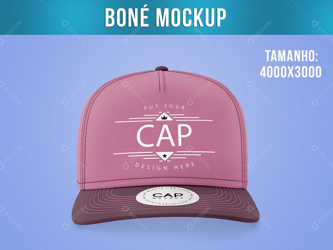 Boné Mockup com e sem Etiqueta Vista Frente Aba Torta Frente Inteira Basquete PSD
