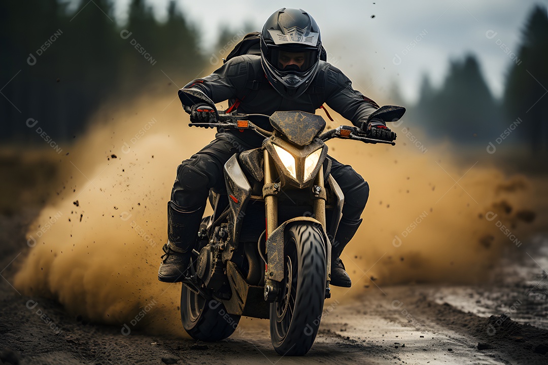 Homem andando em moto esportiva na estrada