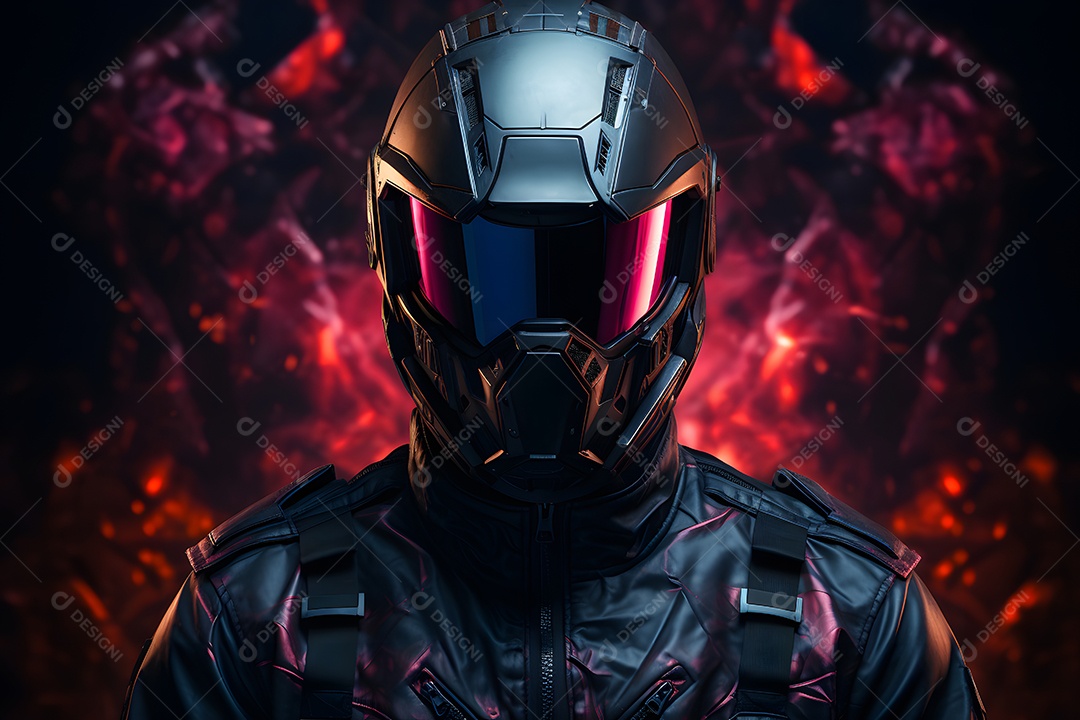 Homem motoqueiro com capacete de segurança