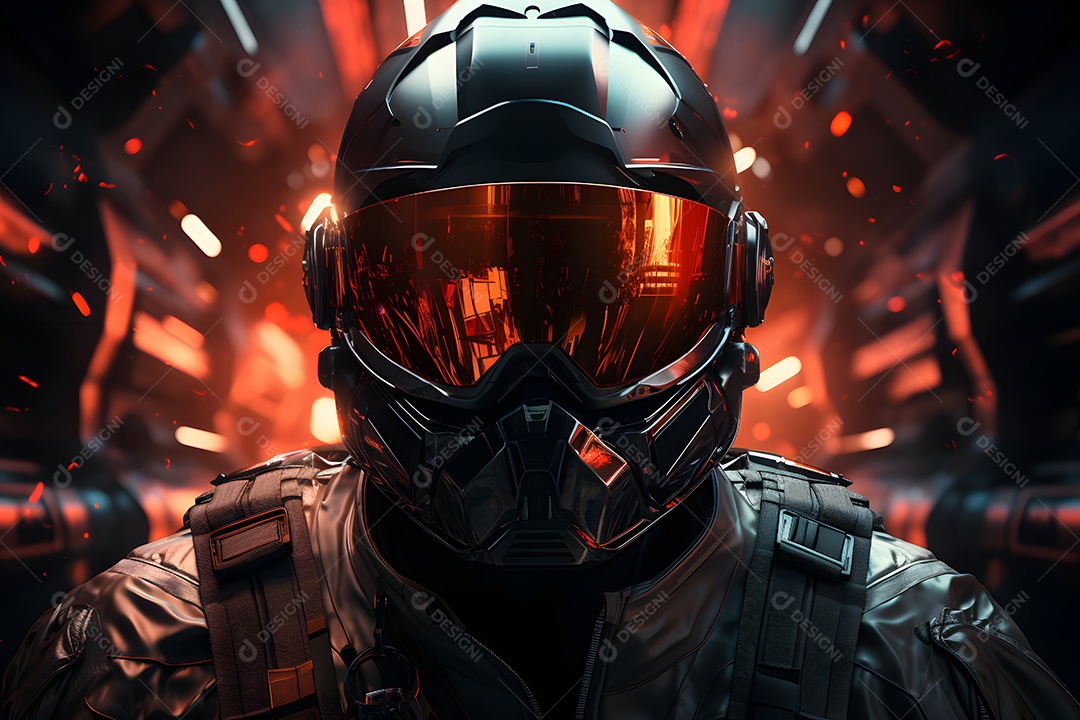 Homem motoqueiro com capacete de segurança