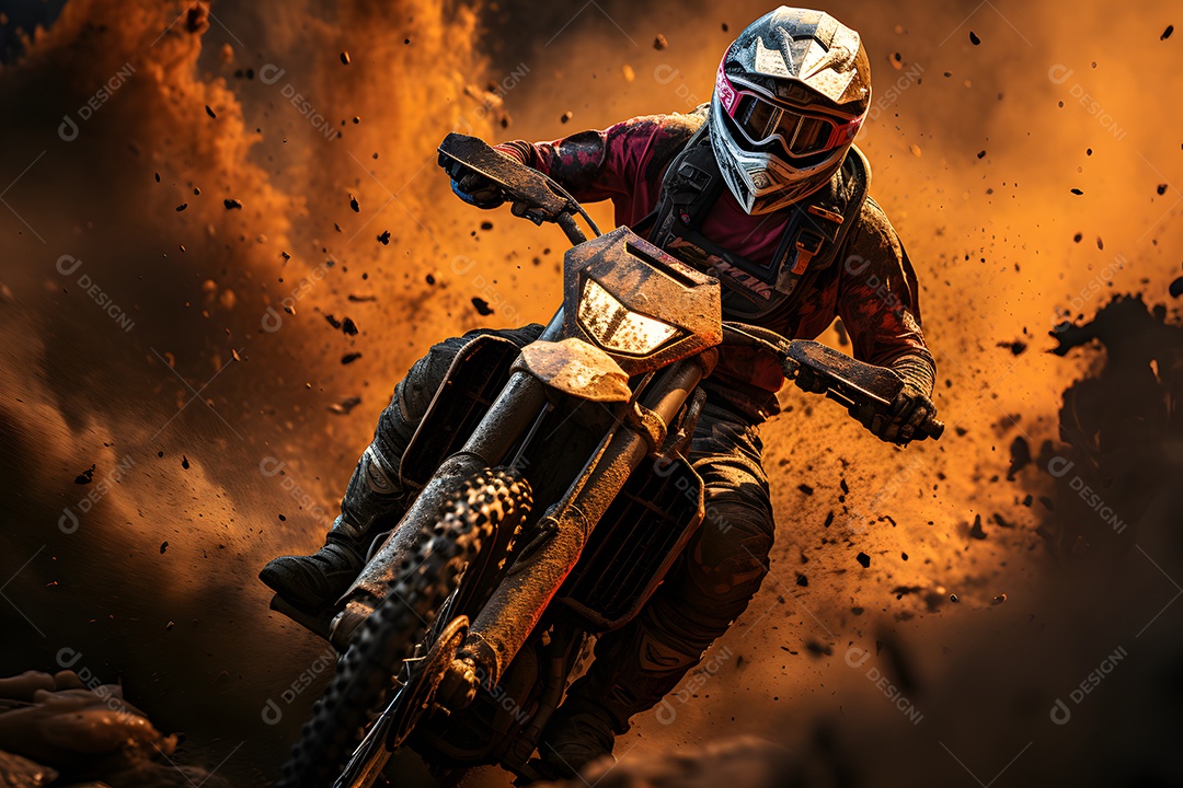 Piloto de motocross na corrida