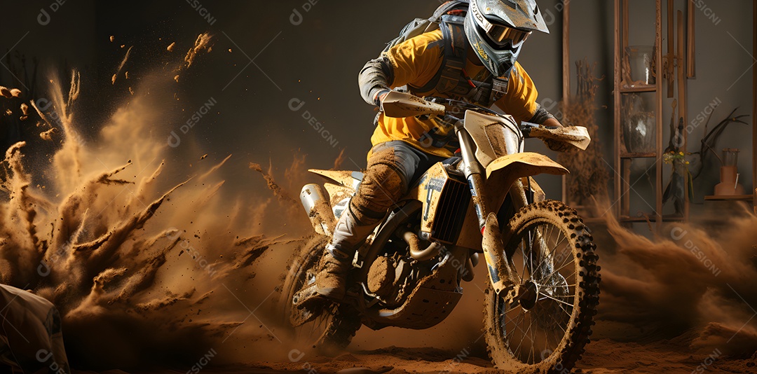 Piloto de motocross na corrida