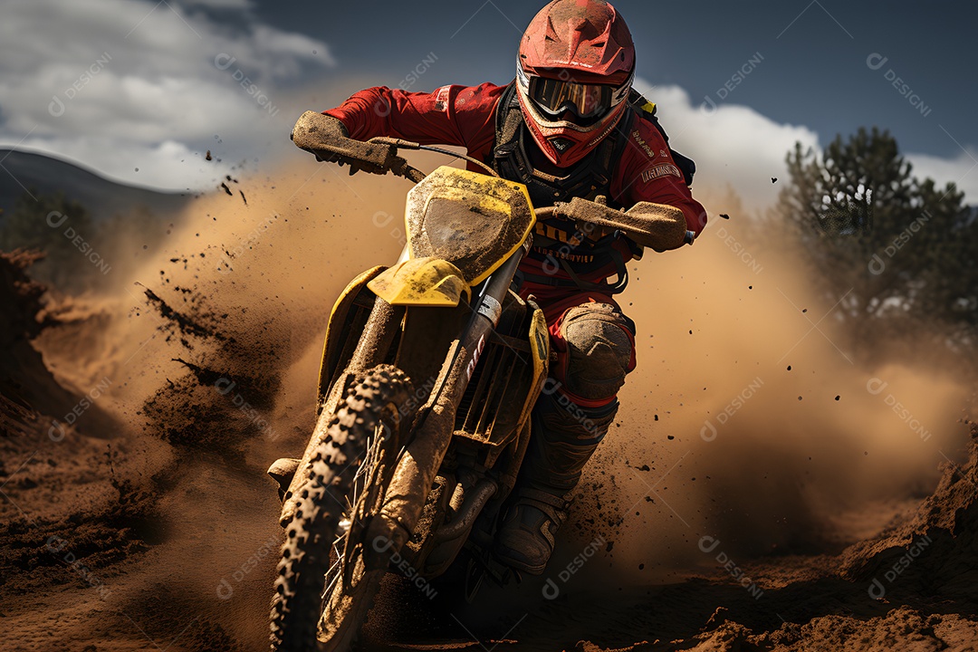 Piloto de motocross na corrida