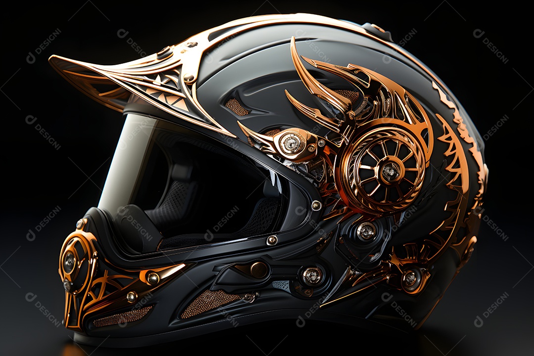 Capacete de moto em fundo isolado