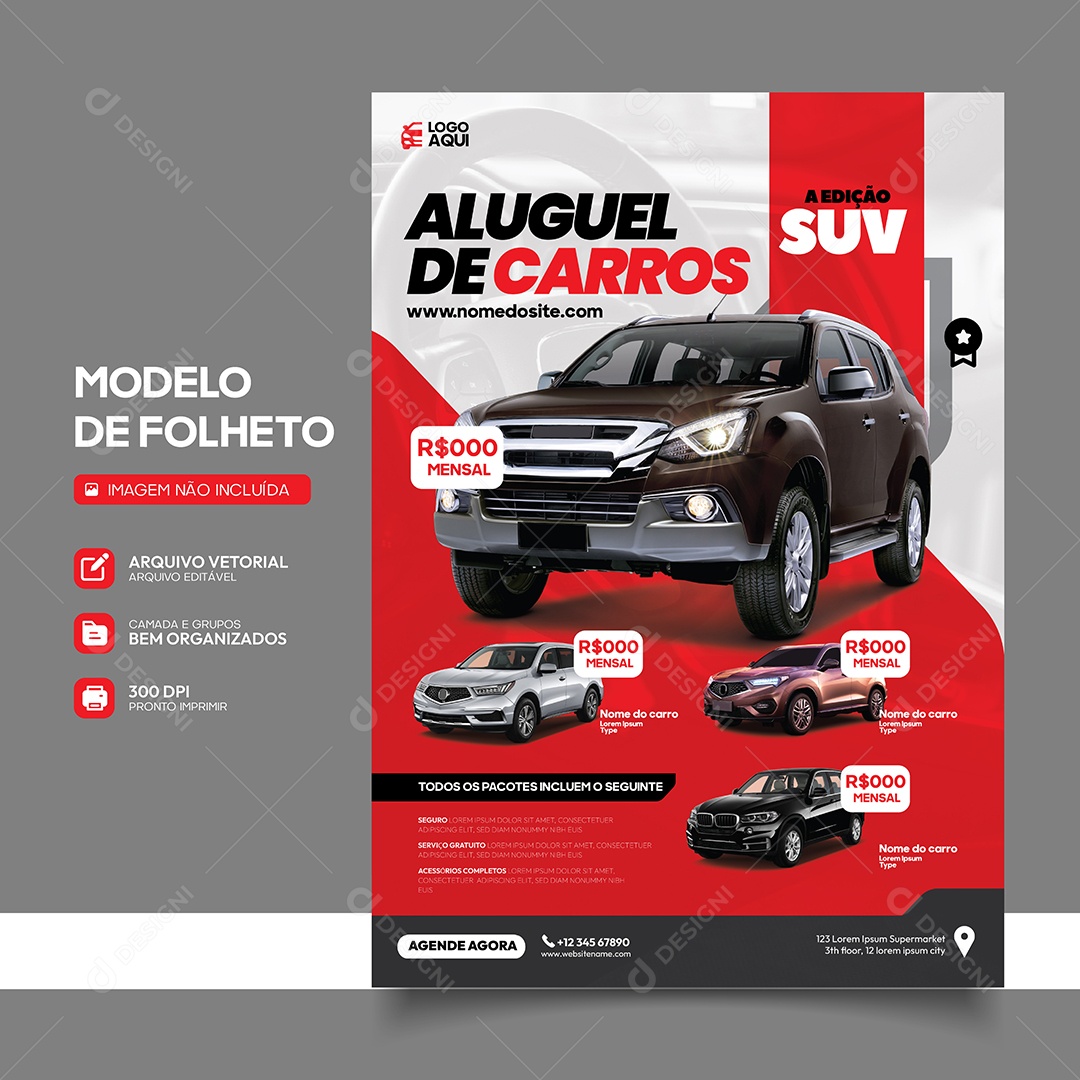 Locadora de Carro A Edição Suv Aluguel de Carros Vetor EPS Editável