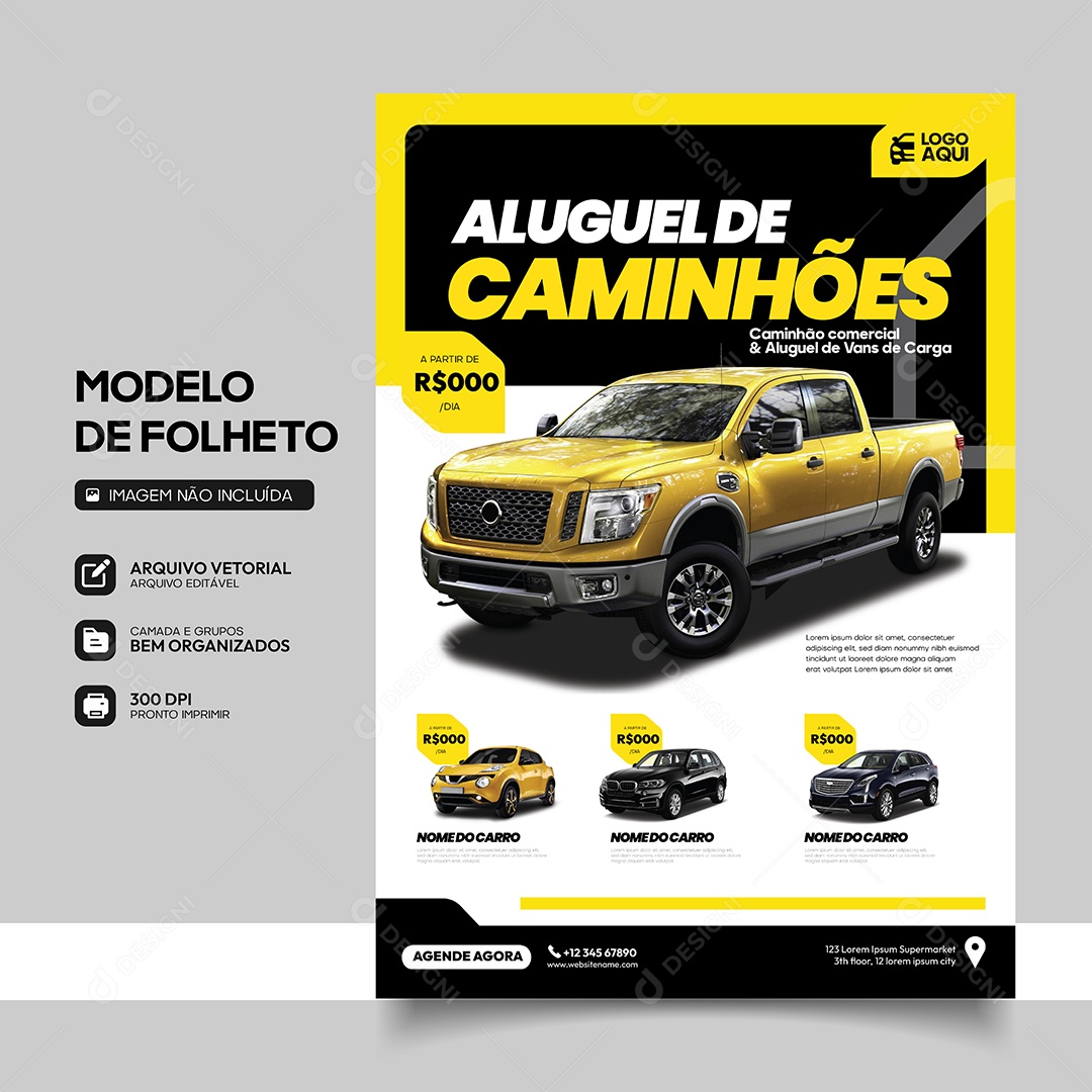 Locadora de Carro Aluguel de Caminhões Vetor EPS Editável