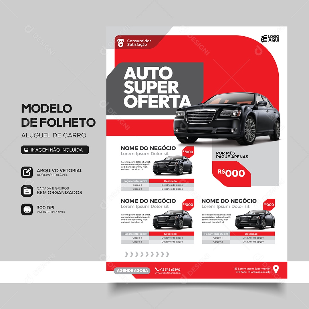 Locadora de Carro Auto Super Oferta Vetor EPS Editável