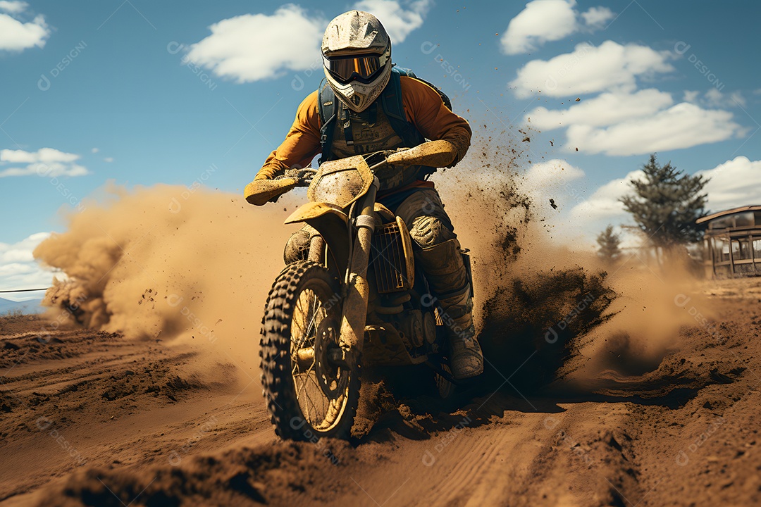 Piloto de motocross na corrida