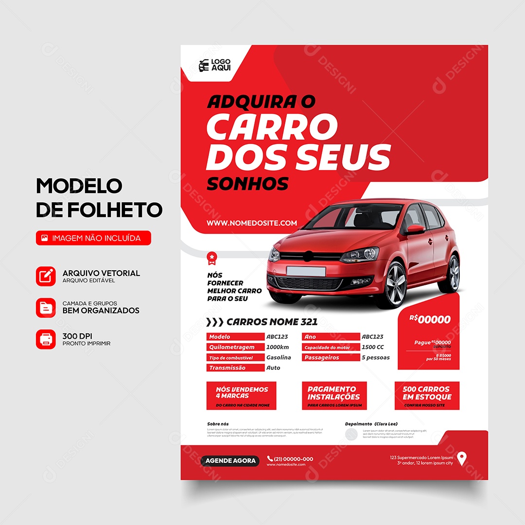 Locadora de Carro Adquira o Carro dos Seus Sonhos Carro Vetor EPS Editável