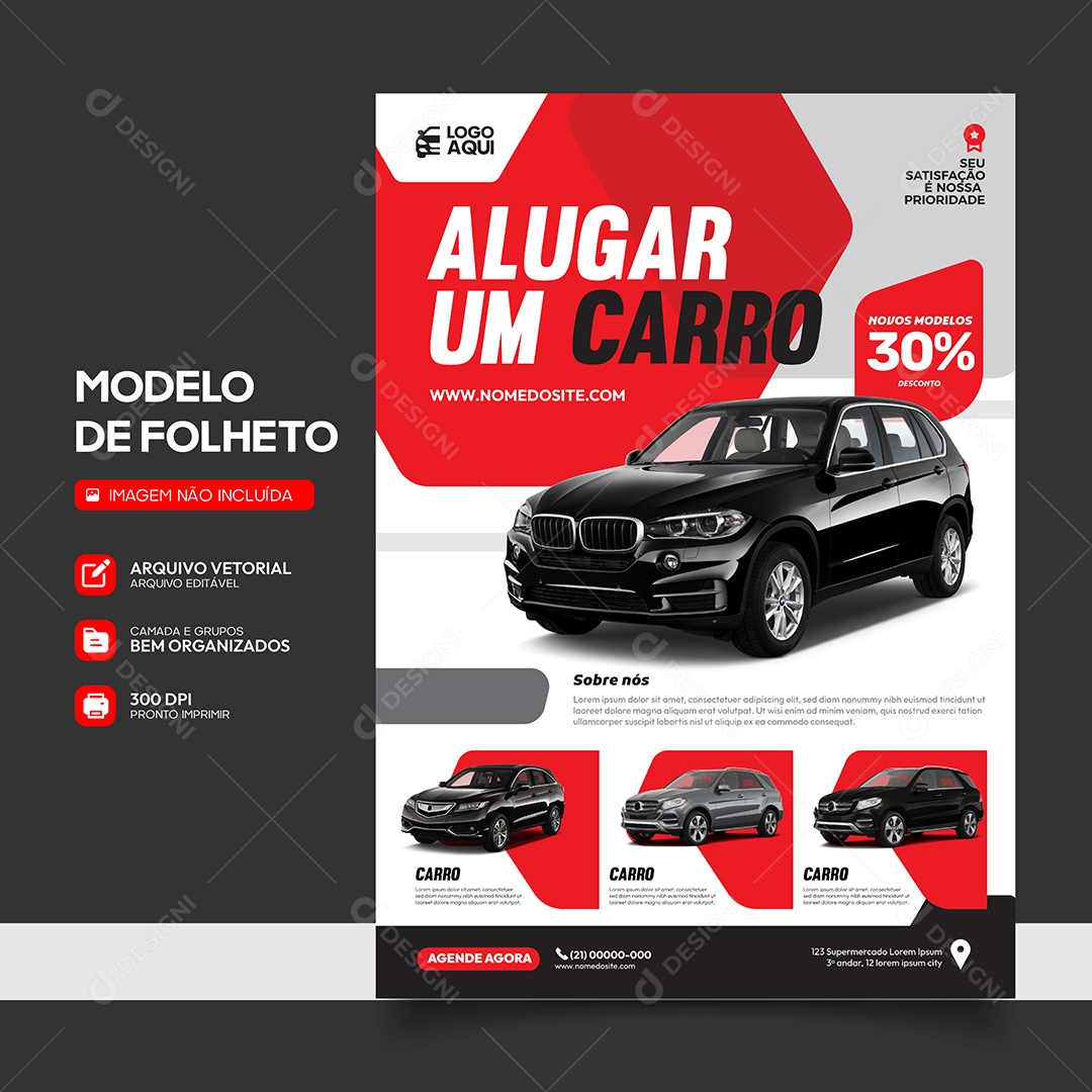 Locadora de Carro Alugar um Carro Novos Modelos 30% Desconto Vetor EPS Editável