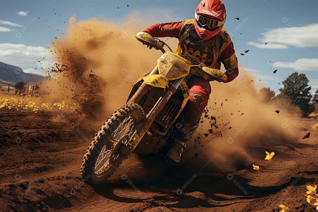 Piloto de motocross na corrida