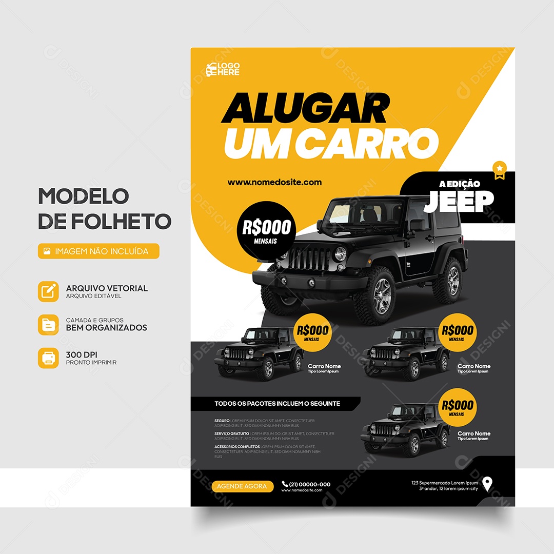 Alugar Um Carro Jeep Locadora de Carro Vetor EPS Editável