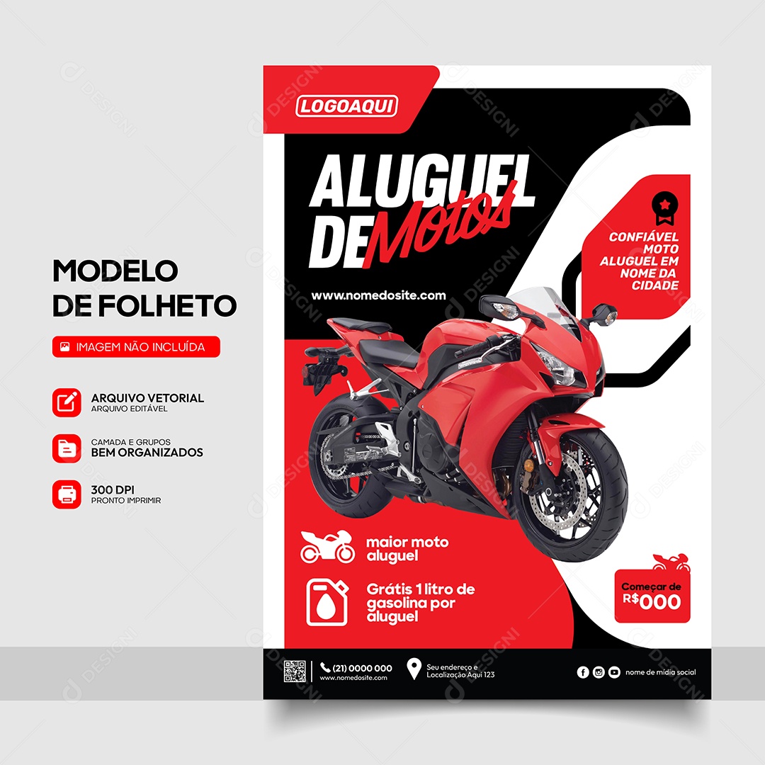 Aluguel de Motos Confiável Vetor EPS Editável