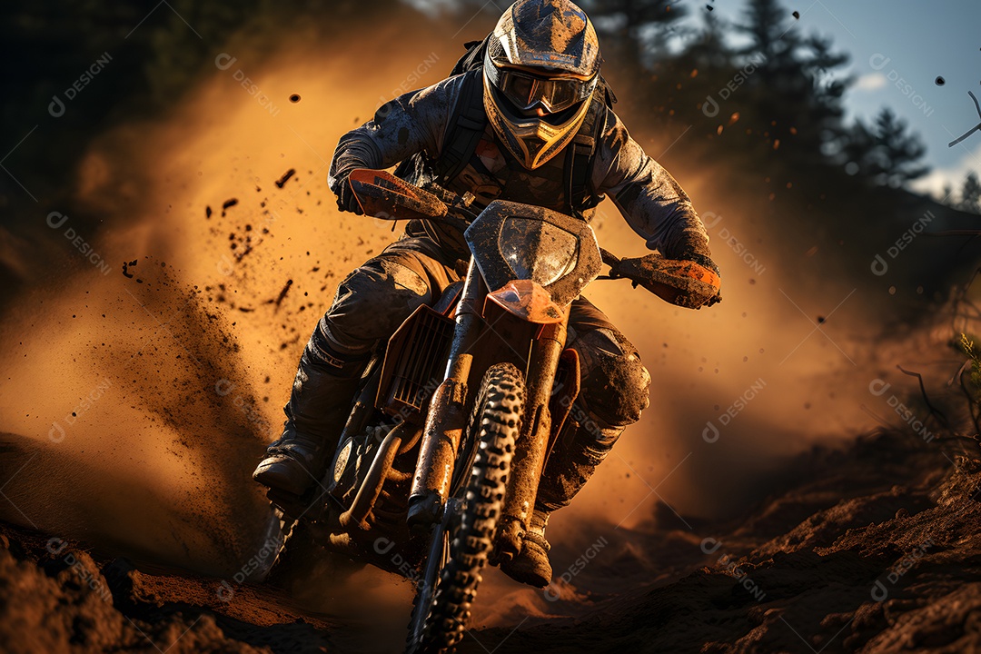 Piloto de motocross na corrida