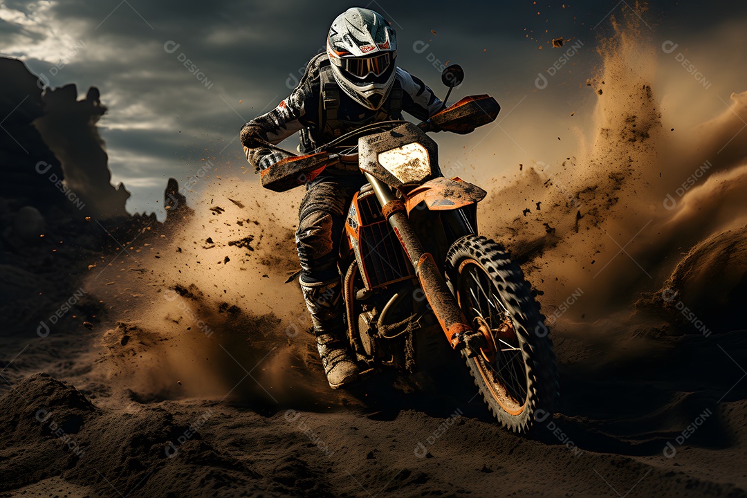 Piloto de motocross na corrida