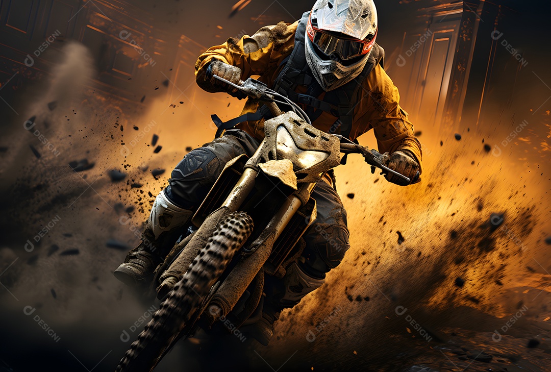 Piloto de motocross na corrida