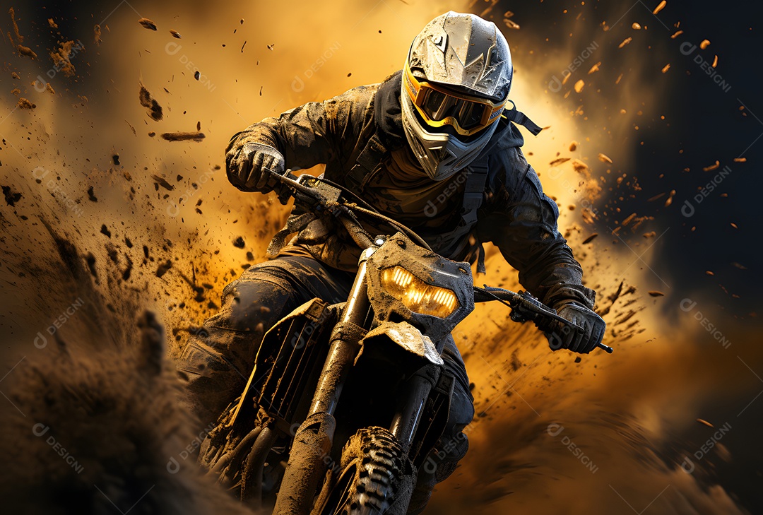 Piloto de motocross na corrida