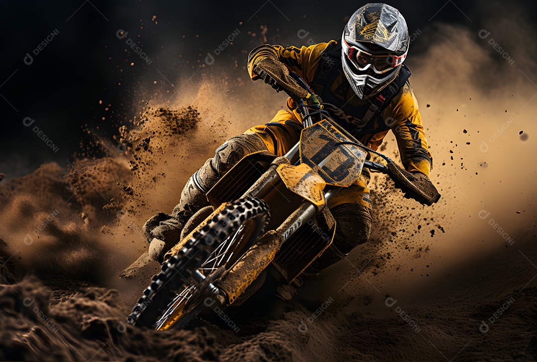 Piloto de motocross na corrida