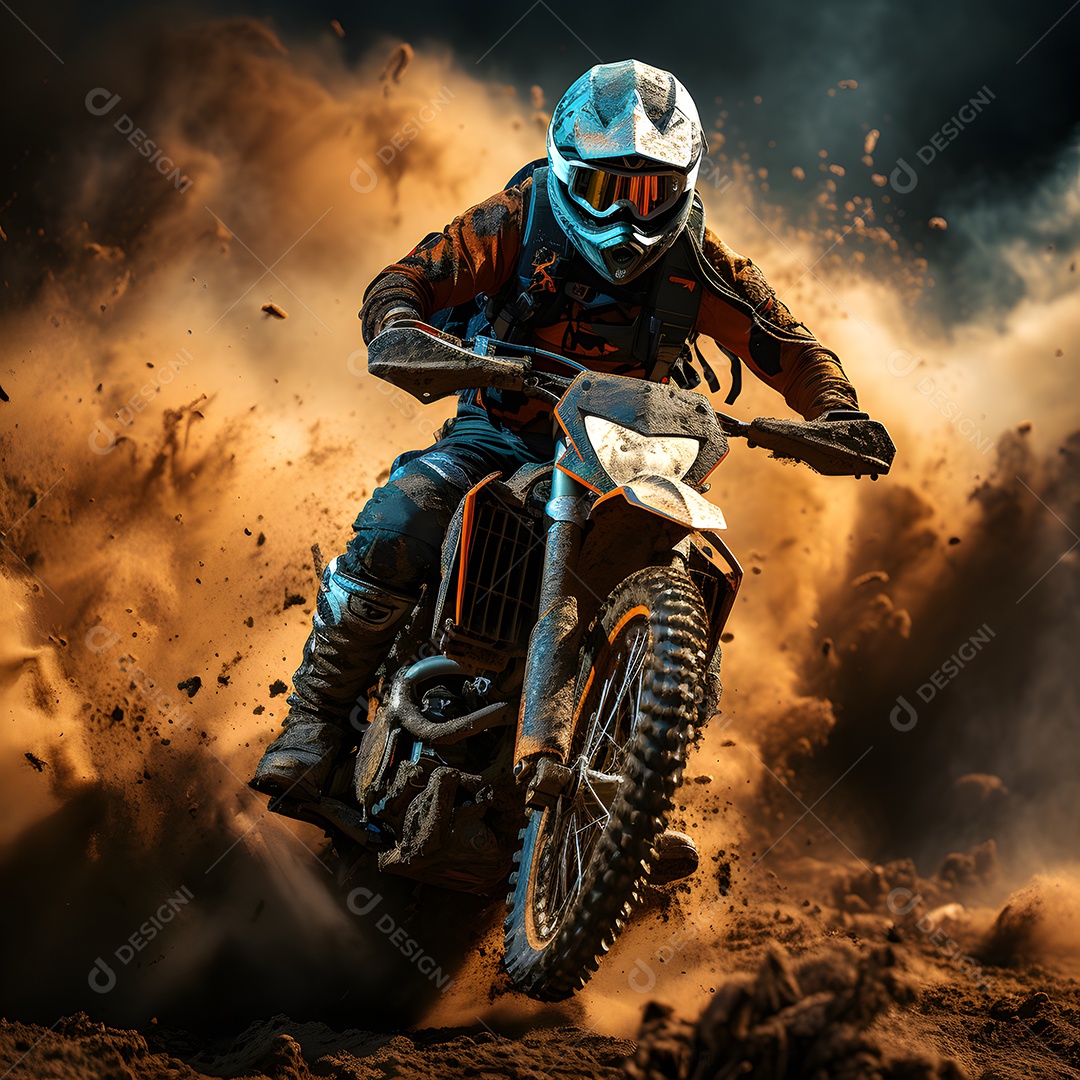 Piloto de motocross na corrida