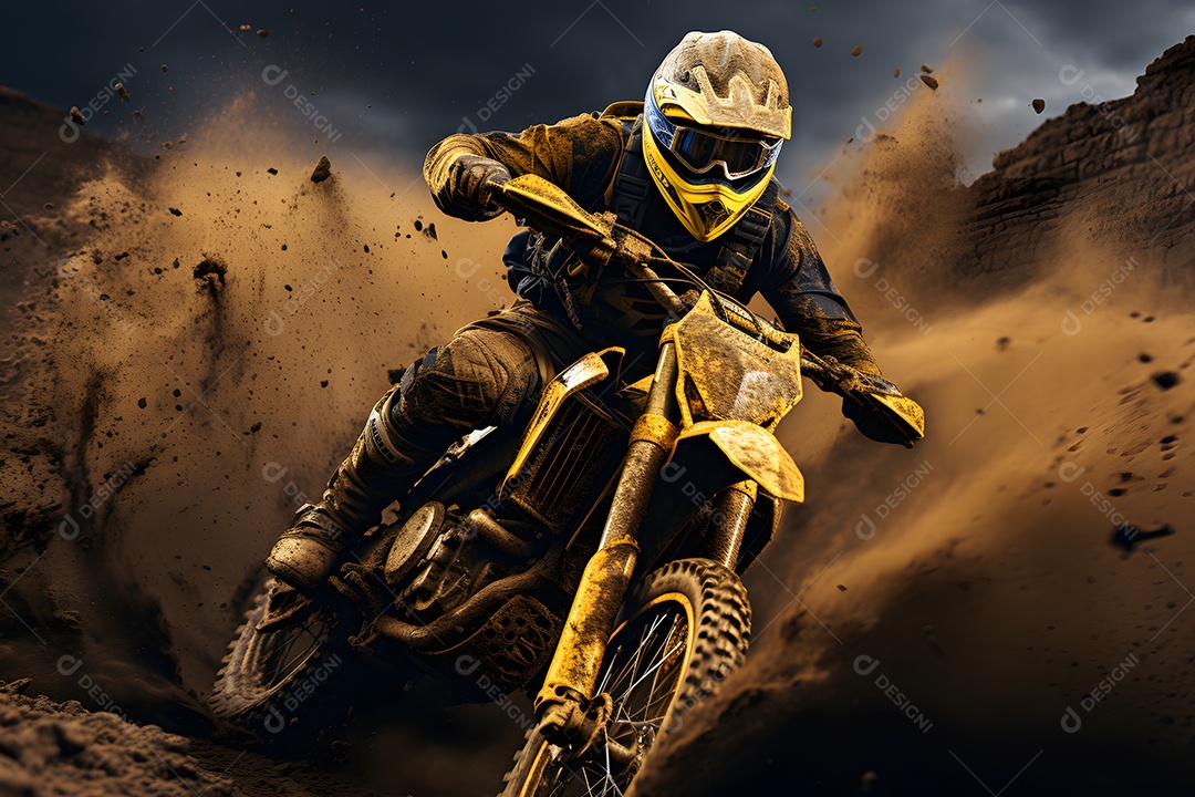 Piloto de motocross na corrida